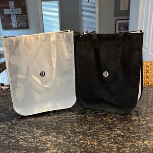 SOLD- Lululemon White and Black Tote Bags